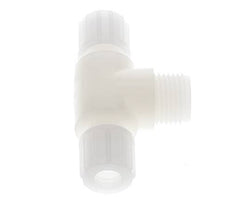 Racor de compresión en T de PVDF 10x8 mm y G1/2'' con rosca macho 10 bar