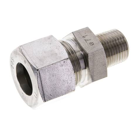 1/2'' NPT Macho x 20S Anillo de corte recto de acero inoxidable 400 Bar DIN 2353