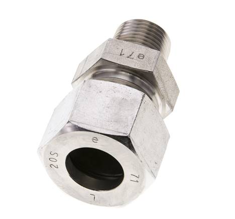 1/2'' NPT Macho x 20S Anillo de corte recto de acero inoxidable 400 Bar DIN 2353