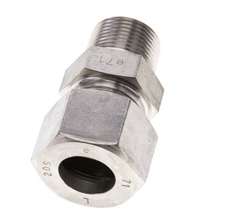 3/4'' NPT Macho x 20S Anillo de corte recto de acero inoxidable 400 Bar DIN 2353