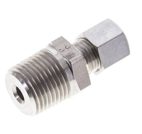 1/2'' NPT Macho x 8L Racor de compresión recto de acero inoxidable 315 Bar DIN 2353