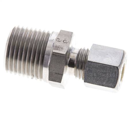1/2'' NPT Macho x 8L Racor de compresión recto de acero inoxidable 315 Bar DIN 2353
