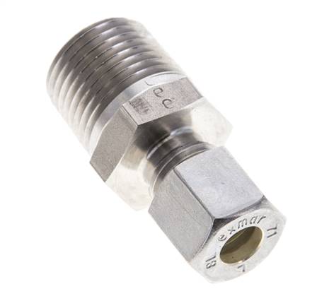 1/2'' NPT Macho x 8L Racor de compresión recto de acero inoxidable 315 Bar DIN 2353