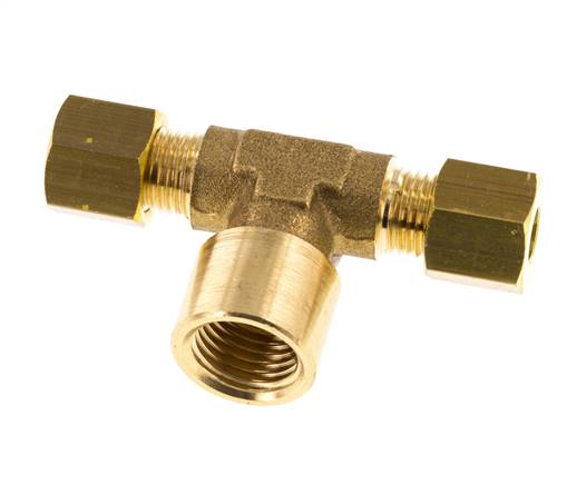 G 1/4'' x 6mm Racor de compresión en T de latón 150 Bar DIN EN 1254-2