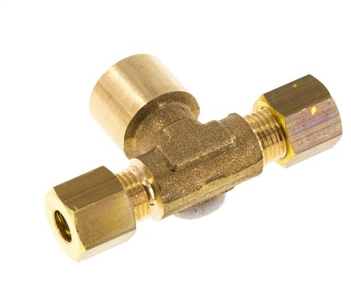 G 1/4'' x 6mm Racor de compresión en T de latón 150 Bar DIN EN 1254-2