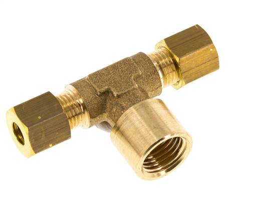G 1/4'' x 6mm Racor de compresión en T de latón 150 Bar DIN EN 1254-2