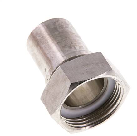 32 mm (1-1/4'') y G1-1/4'' Acero inoxidable 1.4401 Tuerca de racor para manguera Junta plana PTFE Collares de seguridad EN 14420-5 (DIN 2817)