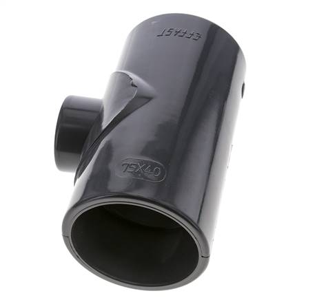 Conexión en T reductor de PVC de 75 a 40 mm