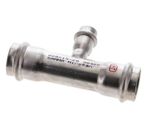 Tee Press Fitting - 15mm Hembra y 28mm - Acero inoxidable