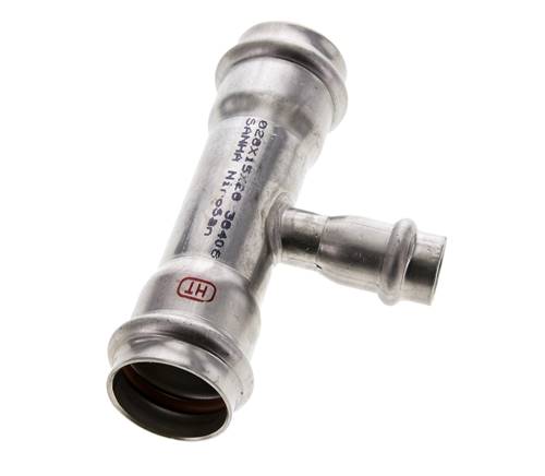 Tee Press Fitting - 15mm Hembra y 28mm - Acero inoxidable