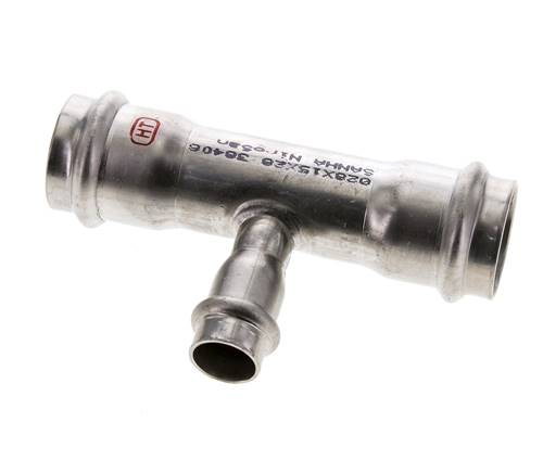 Tee Press Fitting - 15mm Hembra y 28mm - Acero inoxidable