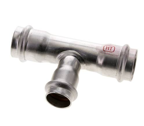 Tee Press Fitting - 22mm Hembra y 28mm - Acero inoxidable