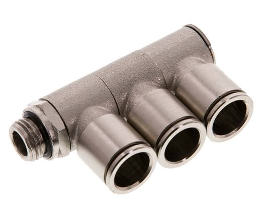 Racor de 3 vías con rosca macho 12mm x G1/4'' Latón NBR Giratorio