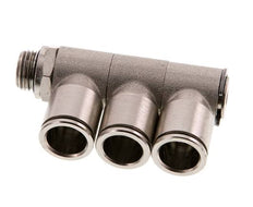 Racor de 3 vías con rosca macho 12mm x G1/4'' Latón NBR Giratorio