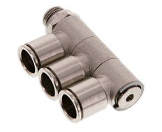 Racor de 3 vías con rosca macho 12mm x G1/4'' Latón NBR Giratorio