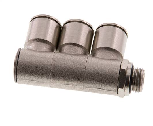 Racor de 3 vías con rosca macho 12mm x G1/4'' Latón NBR Giratorio