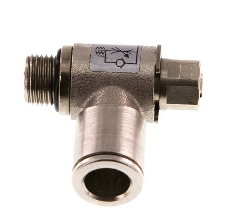 Válvula reguladora de caudal Codo de salida de contador 8 mm - G1/8'' Tornillo ranurado de latón