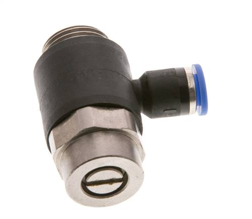 Codo de salida del silenciador de control de flujo 6 mm - G3/8'' Latón/PA 66 Tornillo ranurado
