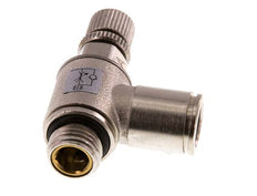 Válvula de control de flujo Codo para medidor 10 mm - G1/4'' Tornillo moleteado de latón