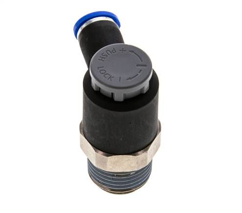 Válvula de control de flujo Codo de salida del medidor 8 mm - R1/2'' Latón/PA 66 Tuerca de seguridad