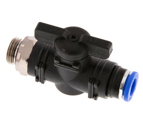 Válvula de bola recta de 2 vías 8 mm - G1/4'' Plástico/Latón