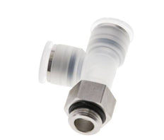 Racor en T de ángulo recto 12mm x G3/8'' con rosca macho PA/Acero inoxidable EPDM giratorio