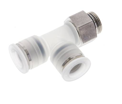 Racor en T de ángulo recto 12mm x G3/8'' con rosca macho PA/Acero inoxidable EPDM giratorio