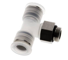 Racor en T de 12mm x G3/8'' con rosca macho PA/acero inoxidable EPDM giratorio FDA
