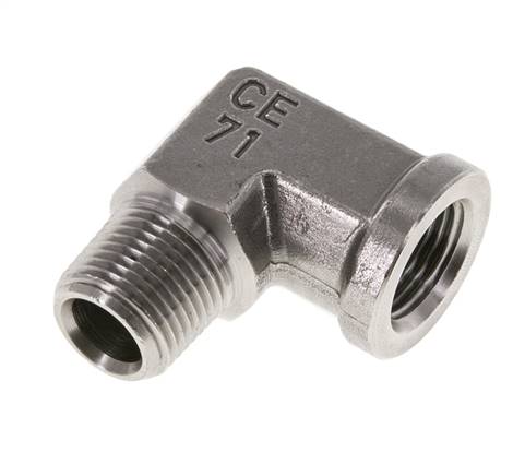3/8'' NPT x 3/8'' NPT M/F Codo de 90 grados de acero inoxidable 210 Bar - Hidráulico