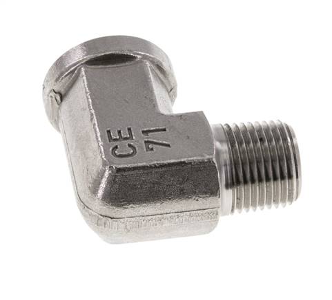 3/8'' NPT x 3/8'' NPT M/F Codo de 90 grados de acero inoxidable 210 Bar - Hidráulico