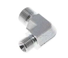 Racor reductor acodado 90deg G3/8'' x G1/2'' Acero alta presión 60° Cono 325bar (4566.25psi) Hidráulico