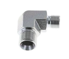 Racor reductor acodado 90deg G3/8'' x G1/2'' Acero alta presión 60° Cono 325bar (4566.25psi) Hidráulico