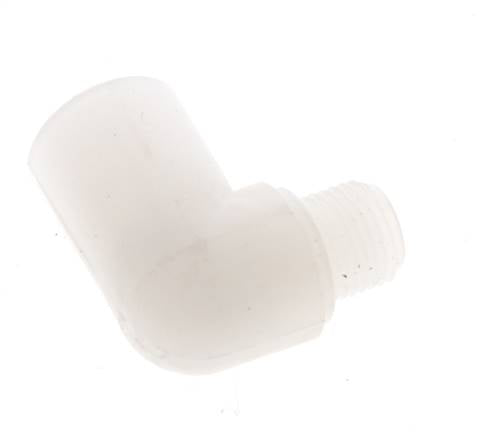 Racor acodado 90deg G1/8'' Macho x Hembra PVDF 10bar (140.5psi) FDA