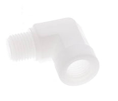 Racor acodado 90deg G1/4'' Macho x Hembra Polipropileno (pp) 10bar (140.5psi) FDA