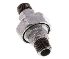 R 1/2'' Hierro fundido zincado Espiga doble de 3 piezas con cierre cónico 25 Bar