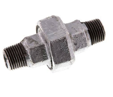 R 1/2'' Hierro fundido zincado Espiga doble de 3 piezas con cierre cónico 25 Bar