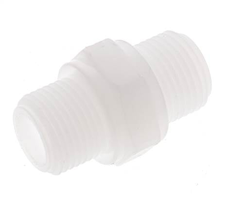 Espiga doble G3/8'' Polipropileno (pp) 10bar (140.5psi) FDA 22mm Hex.