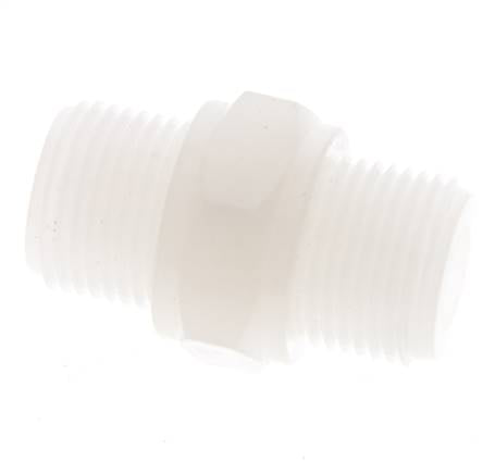 Espiga doble G3/8'' PVDF 10bar (140,5psi) FDA 22mm Hex.