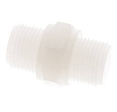 Espiga doble G3/8'' PVDF 10bar (140,5psi) FDA 22mm Hex.