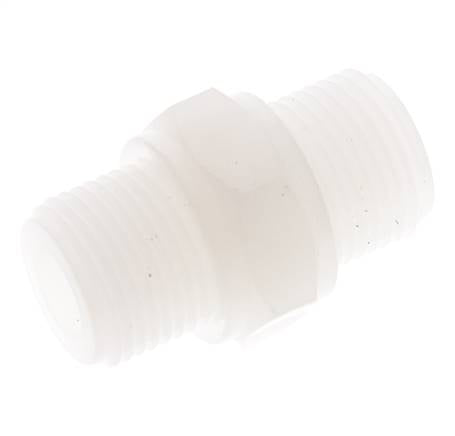 Espiga doble G3/8'' PVDF 10bar (140,5psi) FDA 22mm Hex.