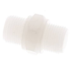 Espiga doble G3/8'' PVDF 10bar (140,5psi) FDA 22mm Hex.