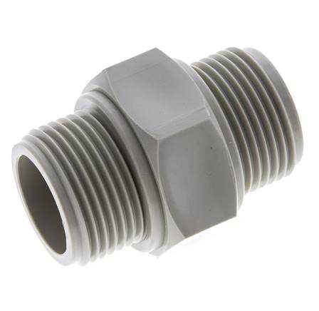 Espiga doble G1'' Polipropileno (pp) 10bar (140.5psi) FDA 43mm Hex.