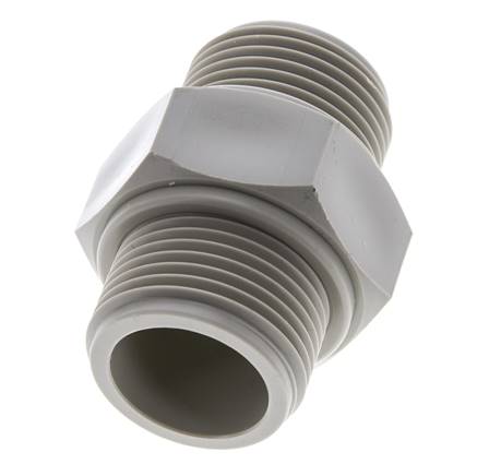 Espiga doble G1'' Polipropileno (pp) 10bar (140.5psi) FDA 43mm Hex.