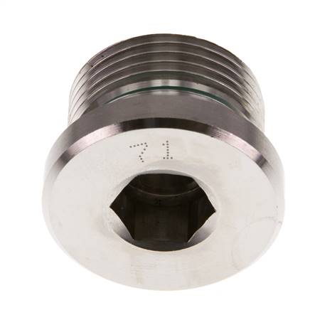 G 3/4'' Macho Tapón de cierre de acero inoxidable con hexágono interior y junta FKM 400 Bar