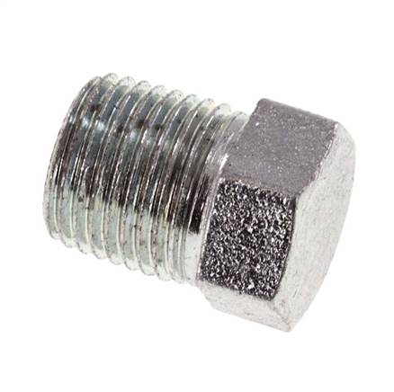 Tapón de cierre de acero galvanizado de 1/8'' NPT macho con barra exterior hexagonal 345 [2 piezas]
