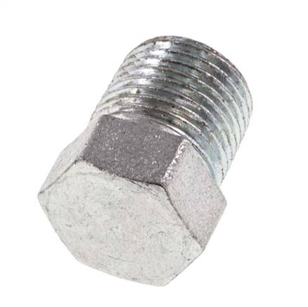 Tapón de cierre de acero galvanizado de 1/8'' NPT macho con barra exterior hexagonal 345 [2 piezas]