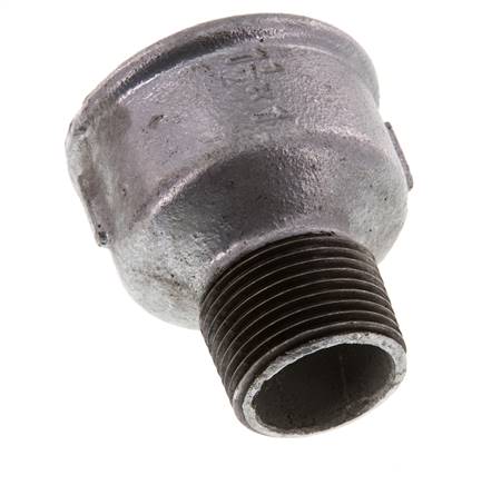 R 1'' x Rp 1 1/2'' M/F Adaptador Reductor de hierro fundido galvanizado 25 Bar