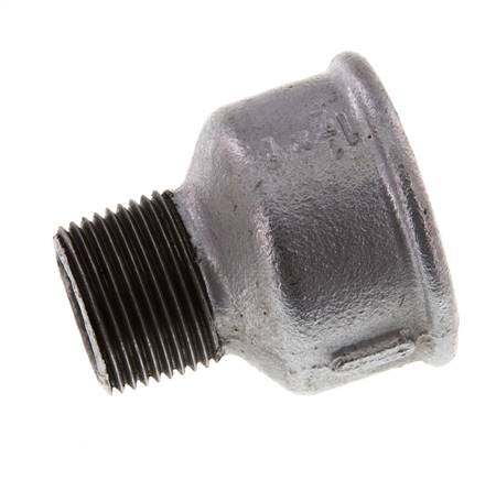 R 1'' x Rp 1 1/2'' M/F Adaptador Reductor de hierro fundido galvanizado 25 Bar