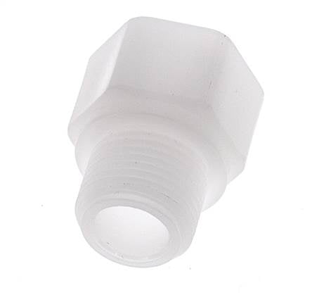 Anillo reductor G1/4'' hembra x G3/8'' Macho Polipropileno (pp) 10bar (140,5psi) FDA 22mm Hex.