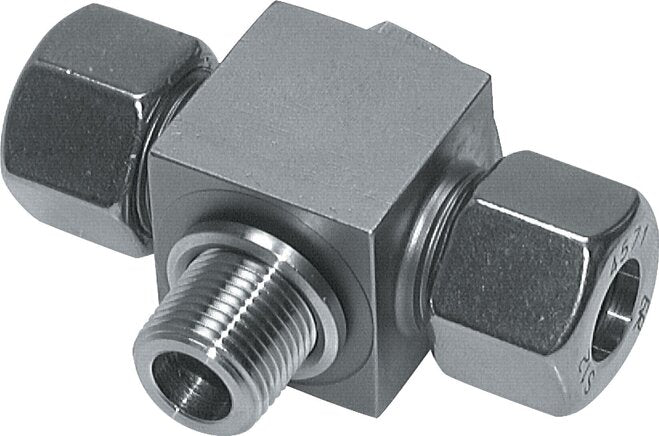 10S y M16x1,5 Racor giratorio en T de acero inoxidable con rosca macho 400 bar ISO 8434-1